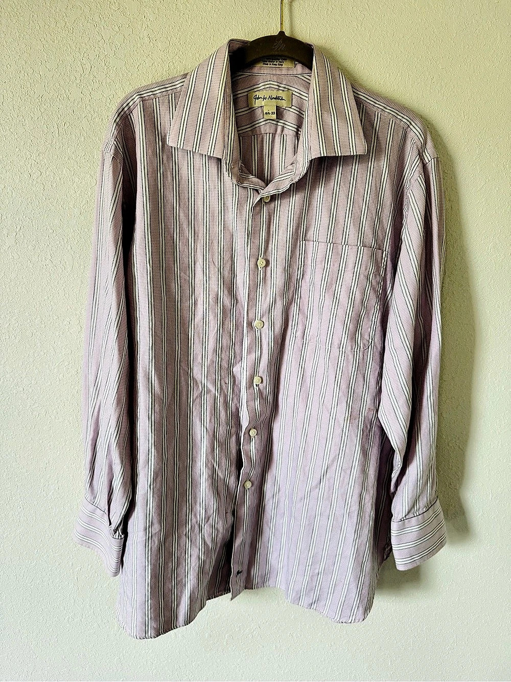 John W. Nordstrom Striped Cotton Dress Shirt Size 16.5 (33)